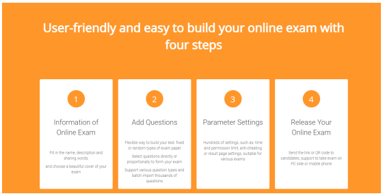 Four steps to create an online exam